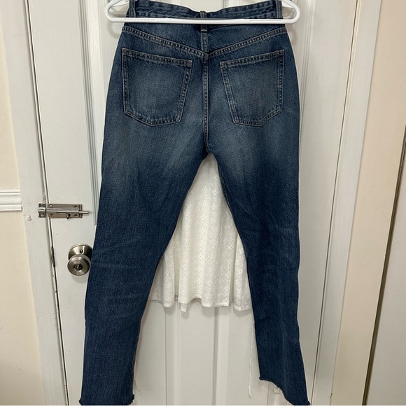 Zara Mid Rise TRF Loose Bootcut Jeans with Raw Hem - Picture 2 of 3